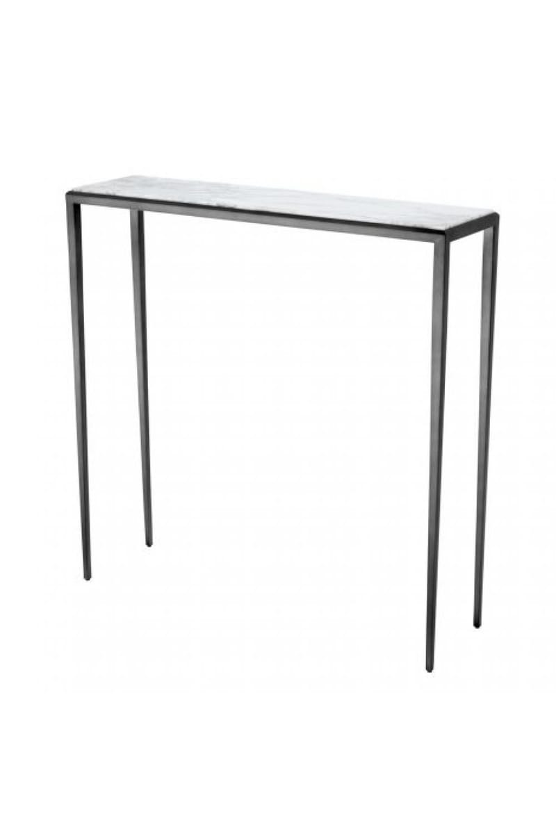 Luxury Bronze Finish Console Table with White Marble Top (Large)