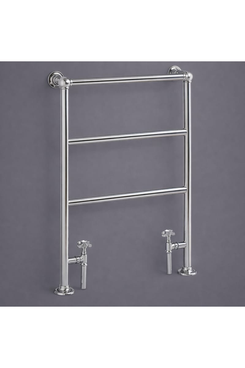Luxury Floor Mounted Heated Towel Rail in Chrome Finish with Stainless Steel Frame – 85 CM