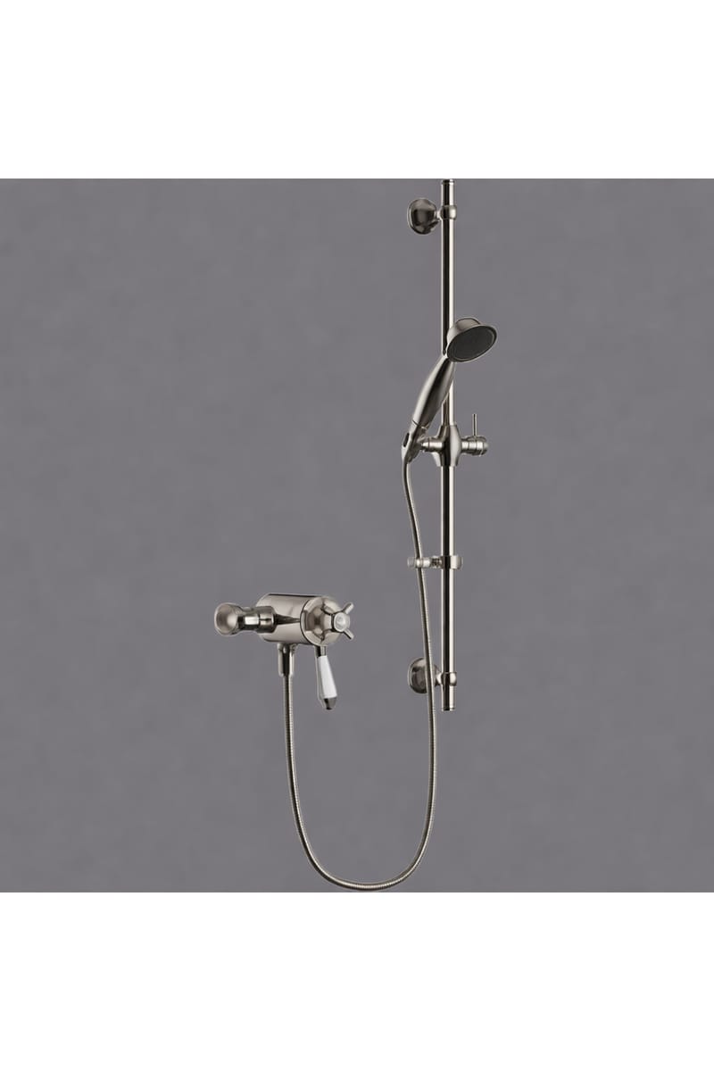 Luxury Brushed Nickel Exposed Thermostatic Dual Control Shower with Flexible Riser Kit