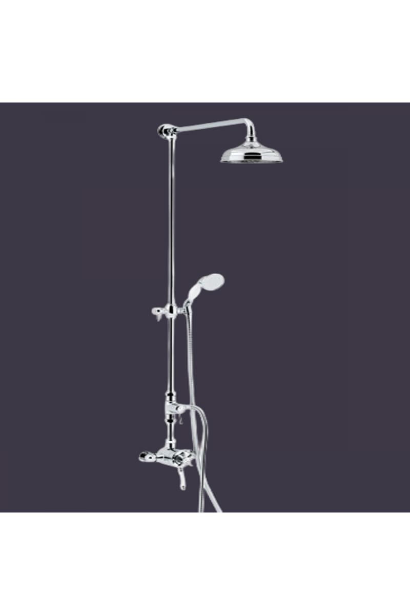 Luxury Thermostatic Dual Control Shower with Fixed Riser Kit and Diverter to Handset in Chrome Plated Finish
