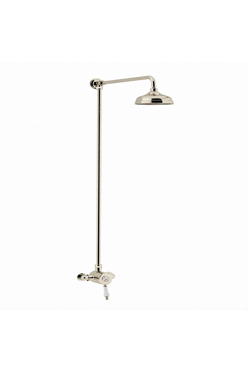 Luxury Exposed Thermostatic Single Control Shower with Fixed Riser Kit in Vintage Gold Plated Finish