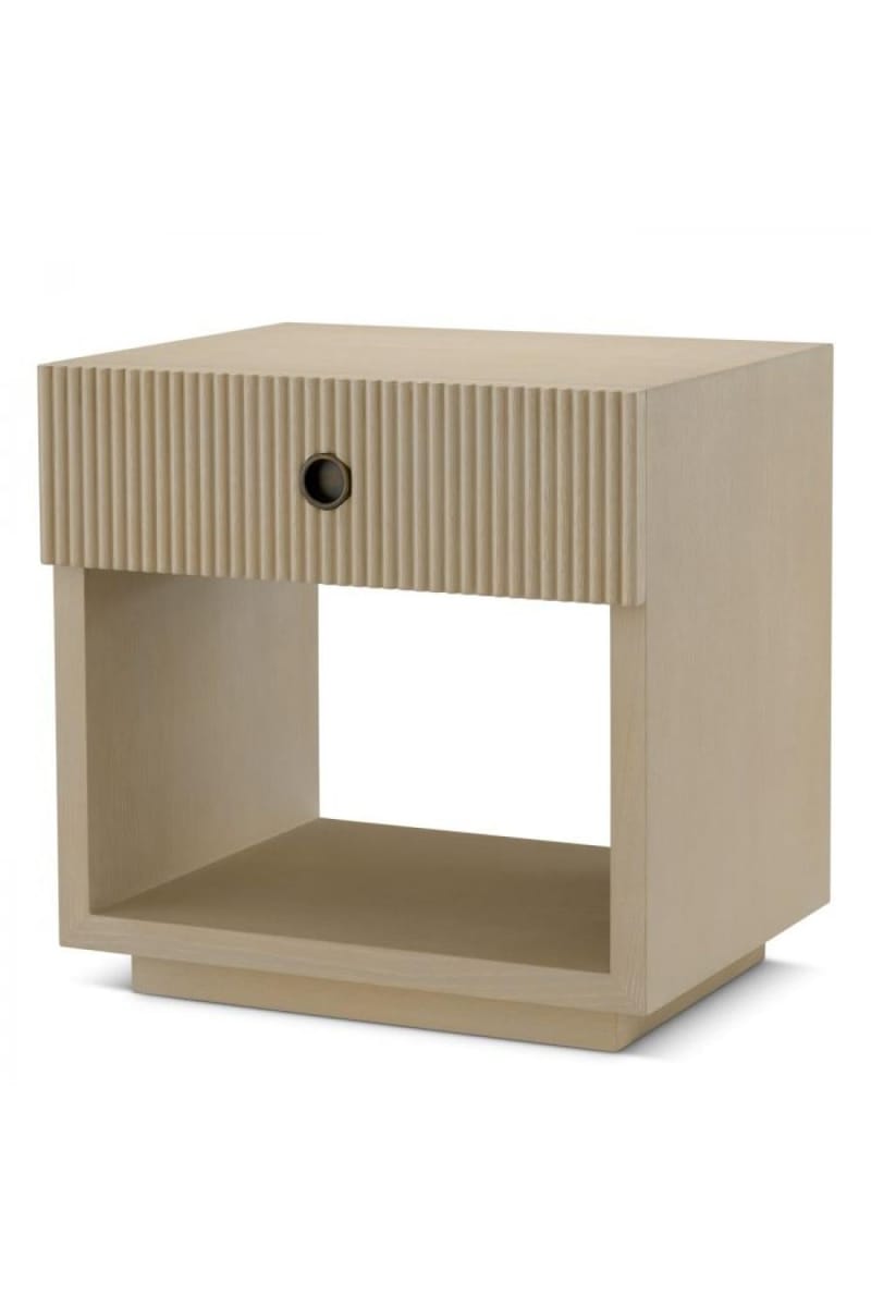 Luxury Beige Nightstand with Bronze Finish