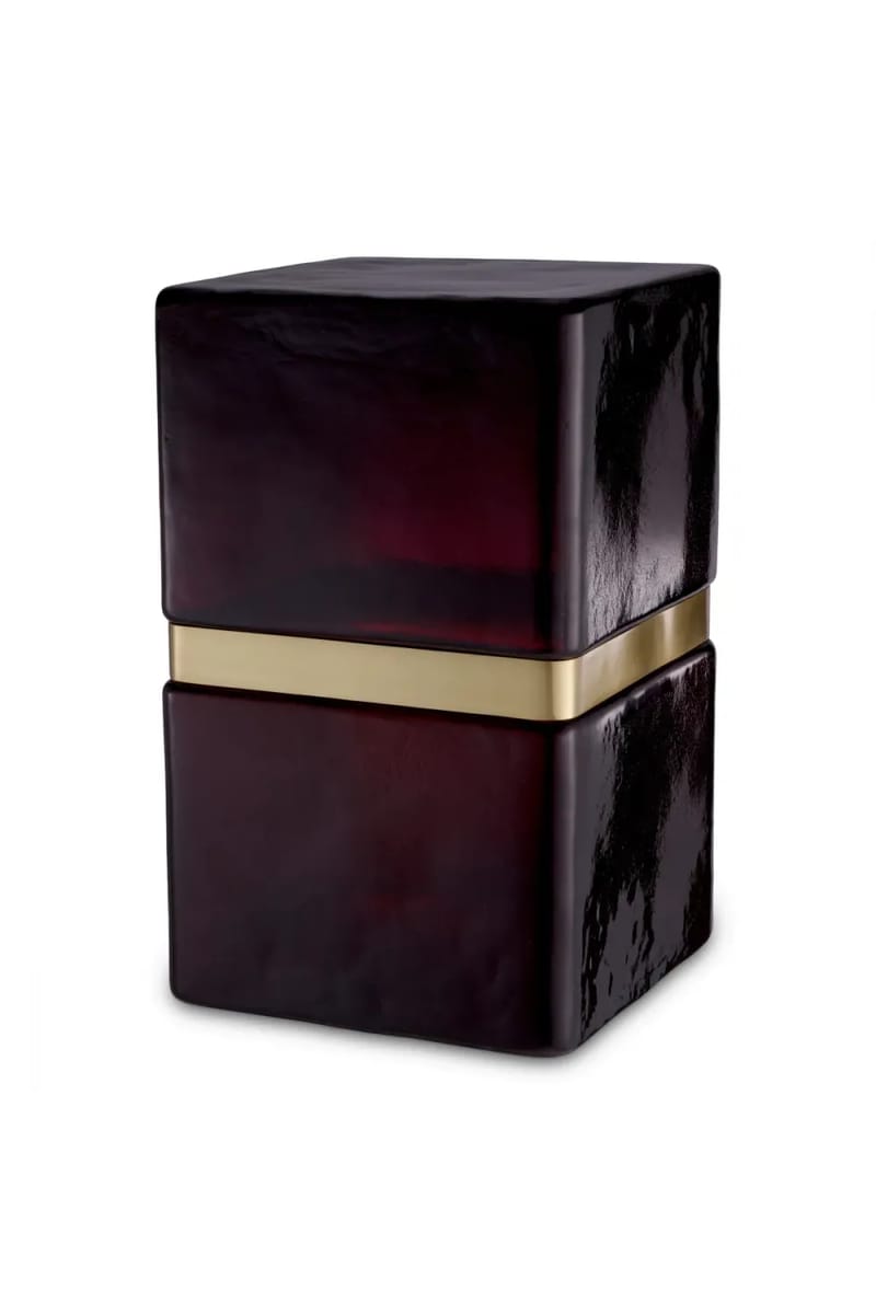 Luxury Glass Side Table Black / Antique Brass