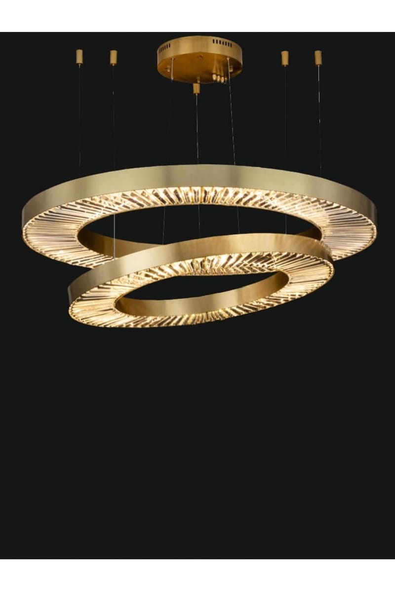 Luxury Gold Finish  Pendant-style Dual Ring Chandelier