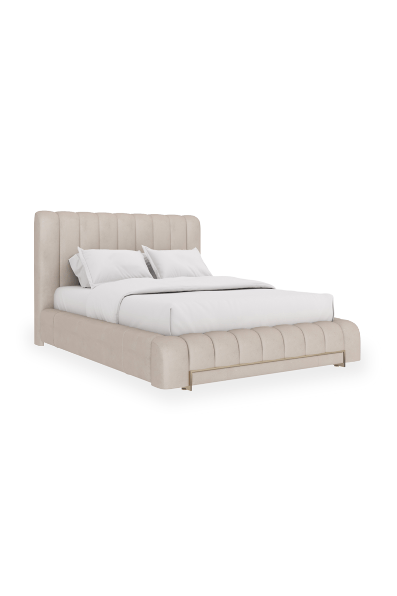 Cream Channeled Queen Bed – Upholstered Luxury Design
