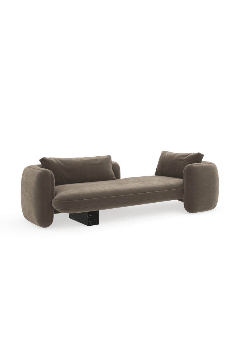 Taupe Velvet Chaise Lounge Sofa – Modern Luxury Seating