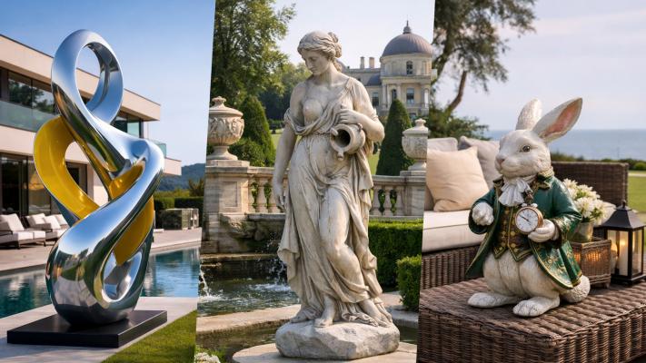 Fiberglas vs. Harz vs. Stein: Die Wahl der richtigen Skulptur für Luxus im Freien