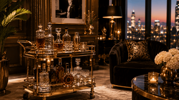 Celebrity Home Bars: Glass Bar Carts Favored by the Rich & Famous