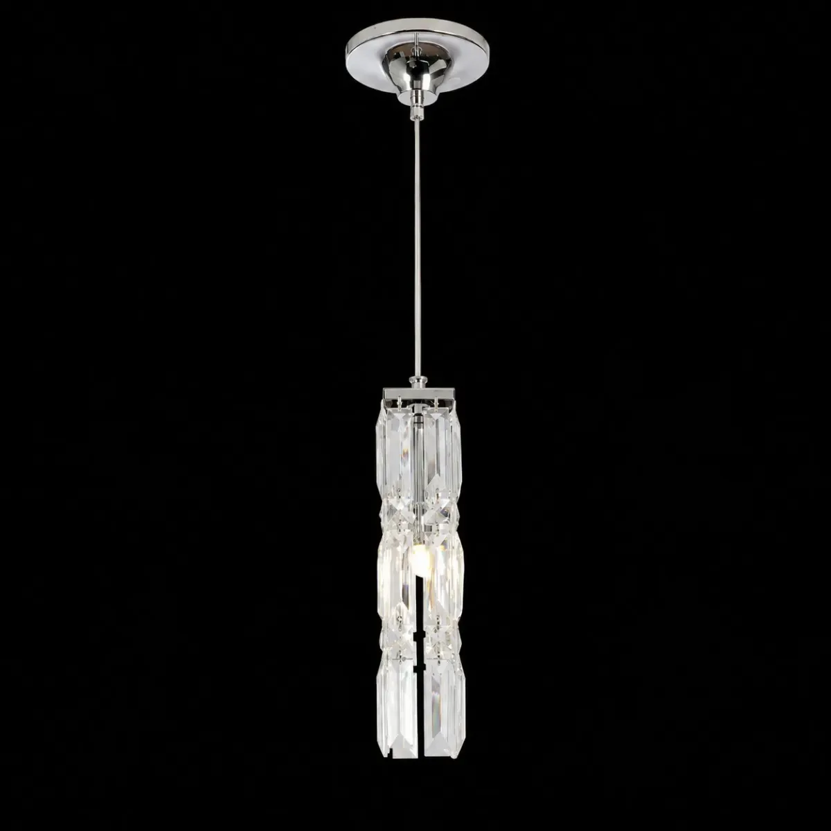 Luxury Crystal Pendant Light in Chrome Finish - Modern Faceted Crystal Lamp by Luxury Group International