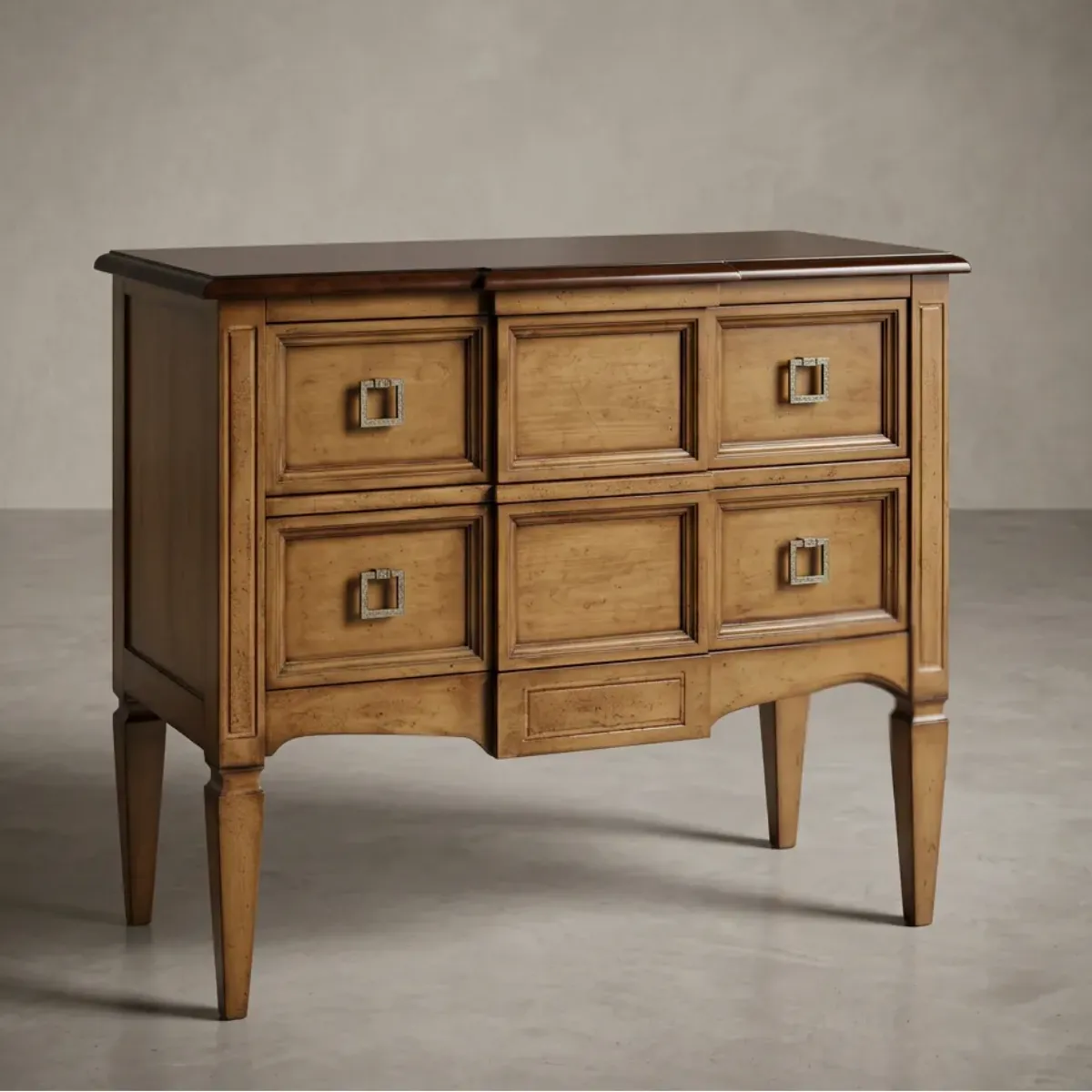 Luxury Wooden Baroque Chest of Drawers with Walnut Top Finish & Multi-Drawer Storage Front View by Luxury Group International