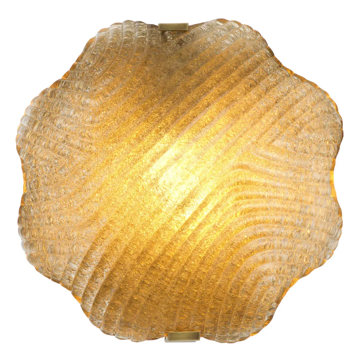 Luxury Amber Glass Flush Mount wall Light with Sculpted Textured Floral Design by Luxury Group International