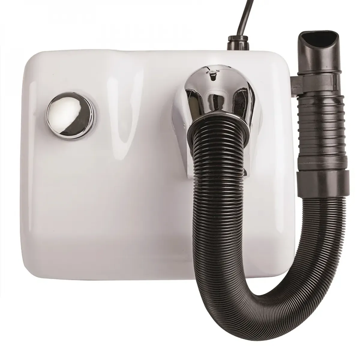 Luxury Anti-Vandal Stainless Steel Hotel Hair Dryer with Flexible Hose Front View by Luxury Group International