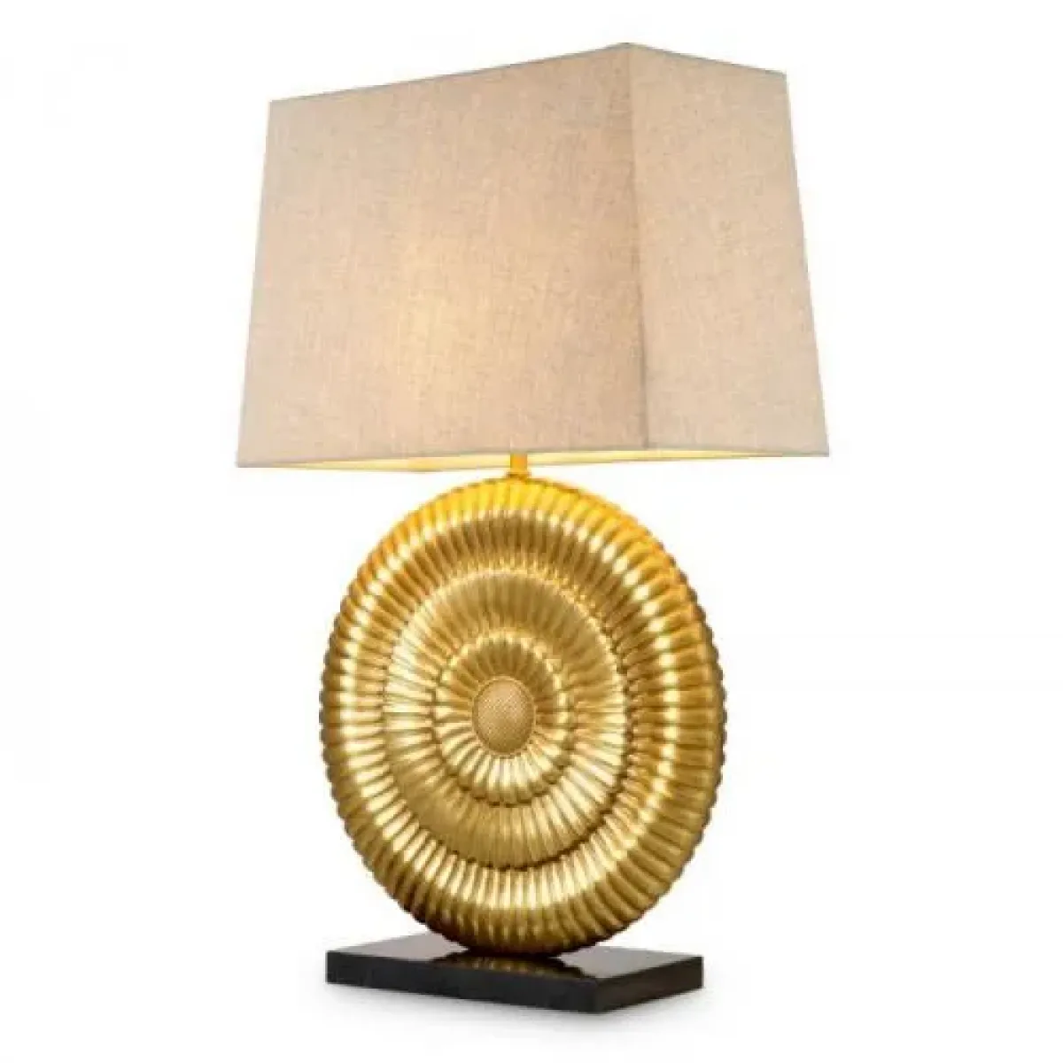 Luxury Antique Gold Finish Black Granite Base Table Lamp Front View by Luxury Group International