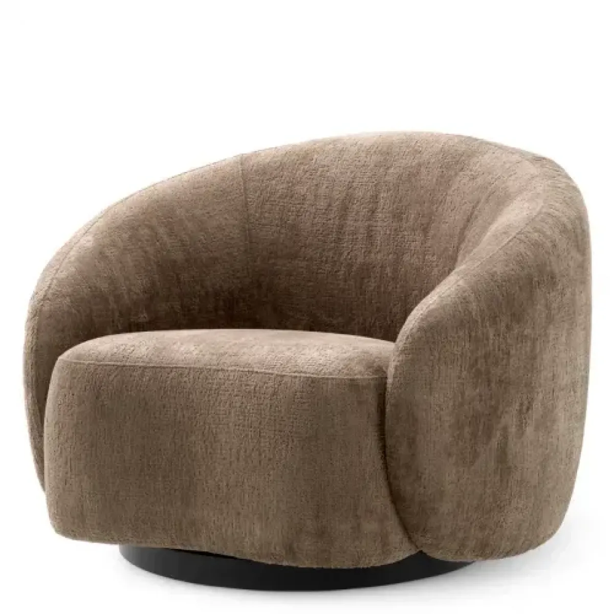 Luxury Avelin Brown Fabric Black Base Swivel Chair Front View by Luxury Group International