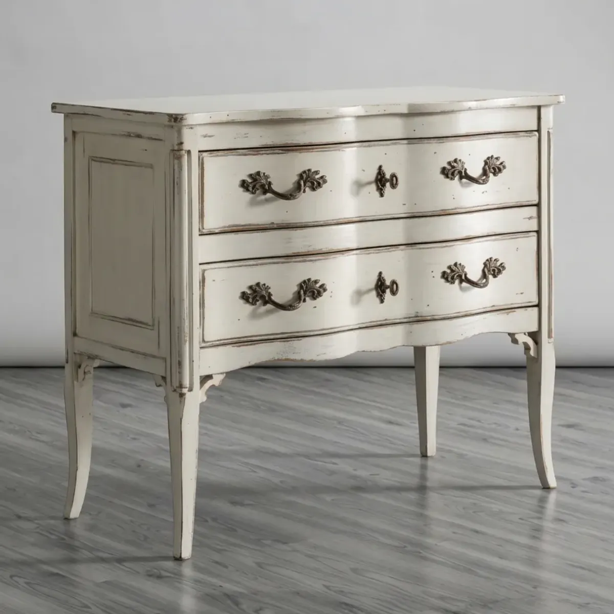 Luxury Baroque Chest of Drawers with Curved Front Profile - 2 Drawer Storage - White/Black/Pink Finishes by Luxury Group International