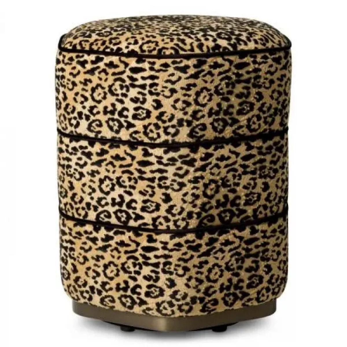 Luxury Bernard Leopard Camel Bronze Finish Stool Front View by Luxury Group International