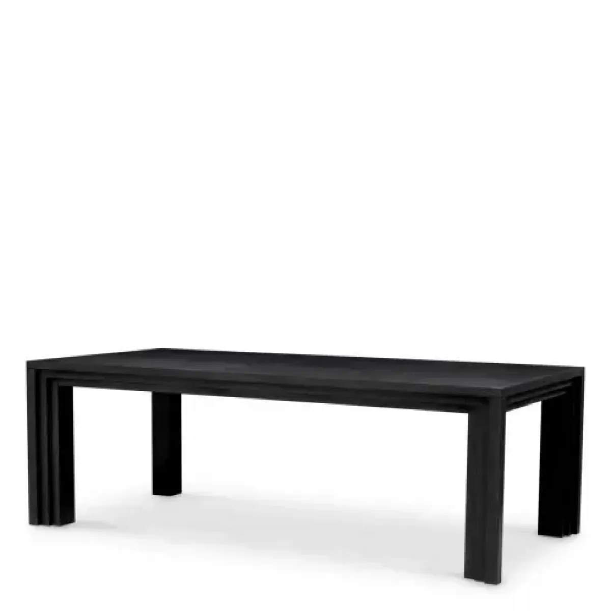 Luxury Black Open Grain Veneer Dining Table Front View by Luxury Group International