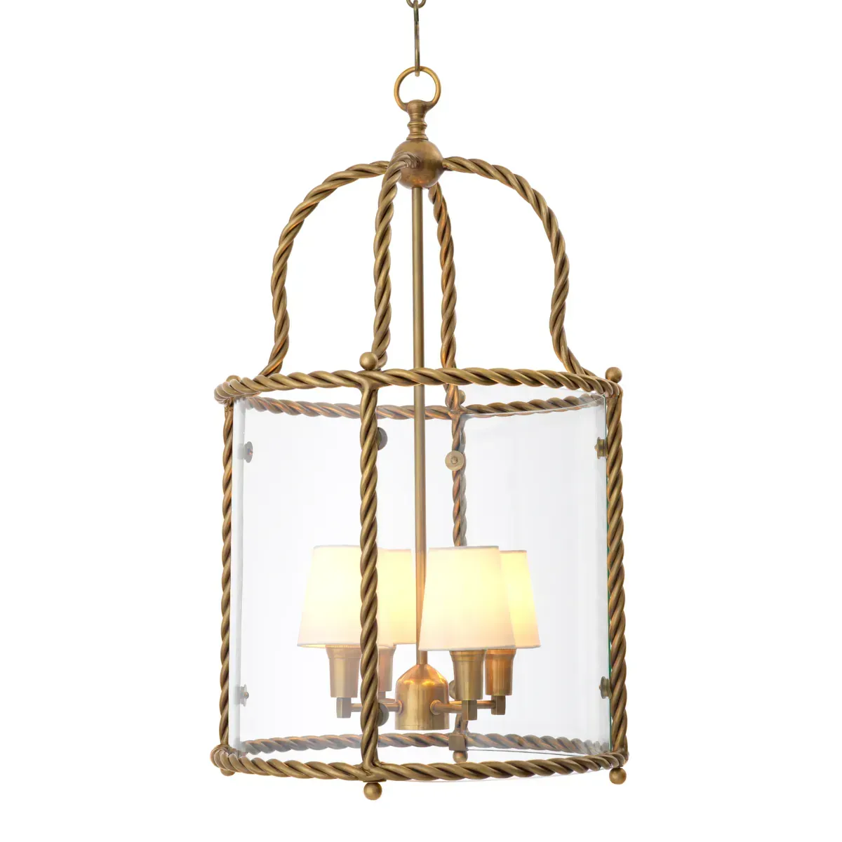 Luxury Brass Lantern Pendant Ceiling Lamp with Glass Enclosure Ø46 cm - Luxury Pendant Light by Luxury Group International