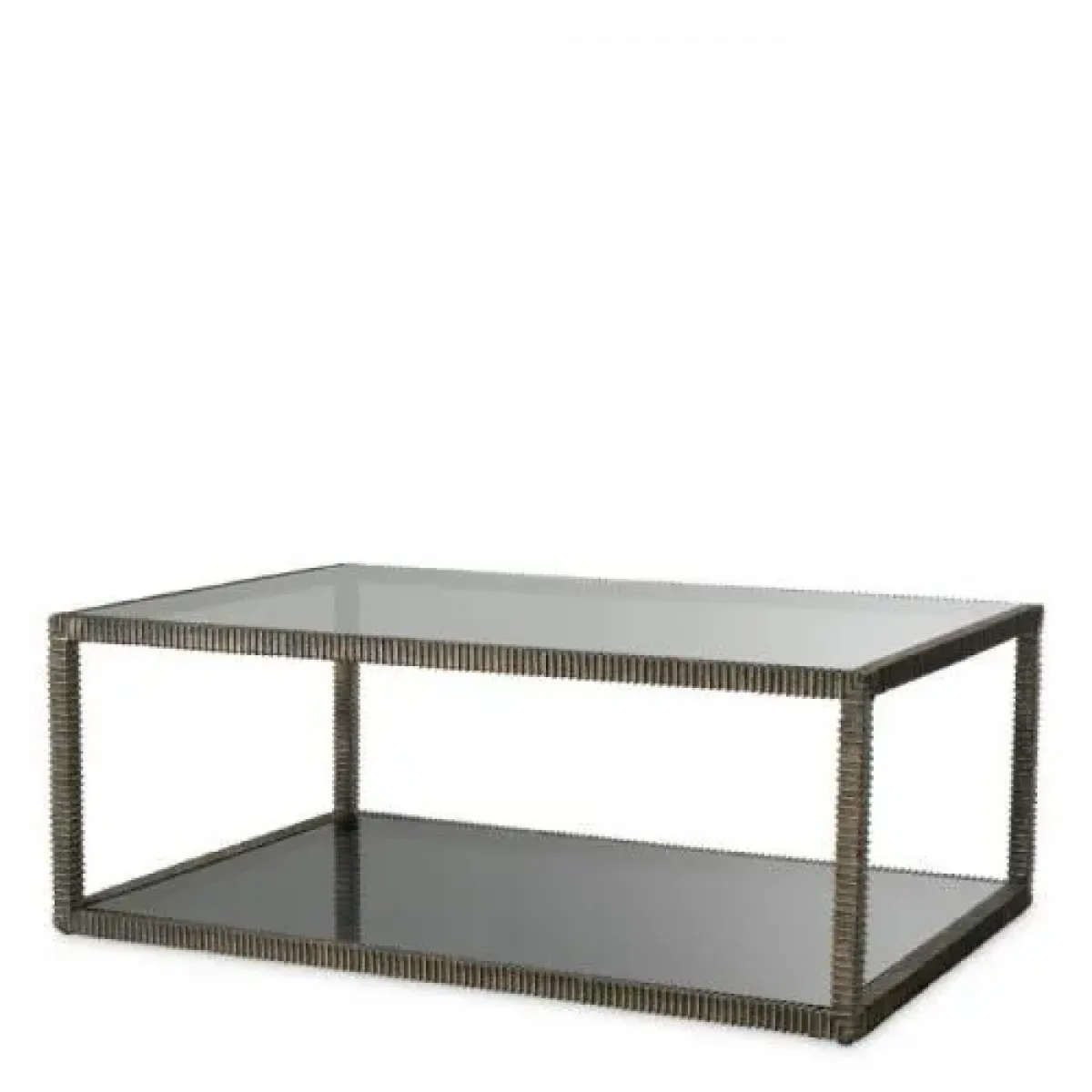 Luxury Bronze Finish Smoke Glass Sophisticated Coffee Table Front View by Luxury Group International