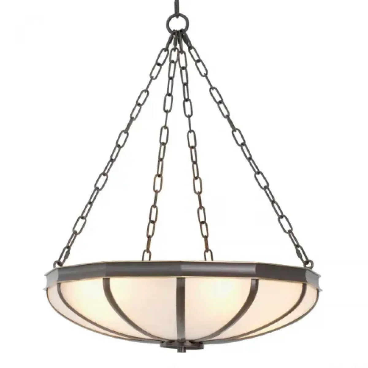Luxury Bronze Finish White Glass Chandelier Front View by Luxury Group International