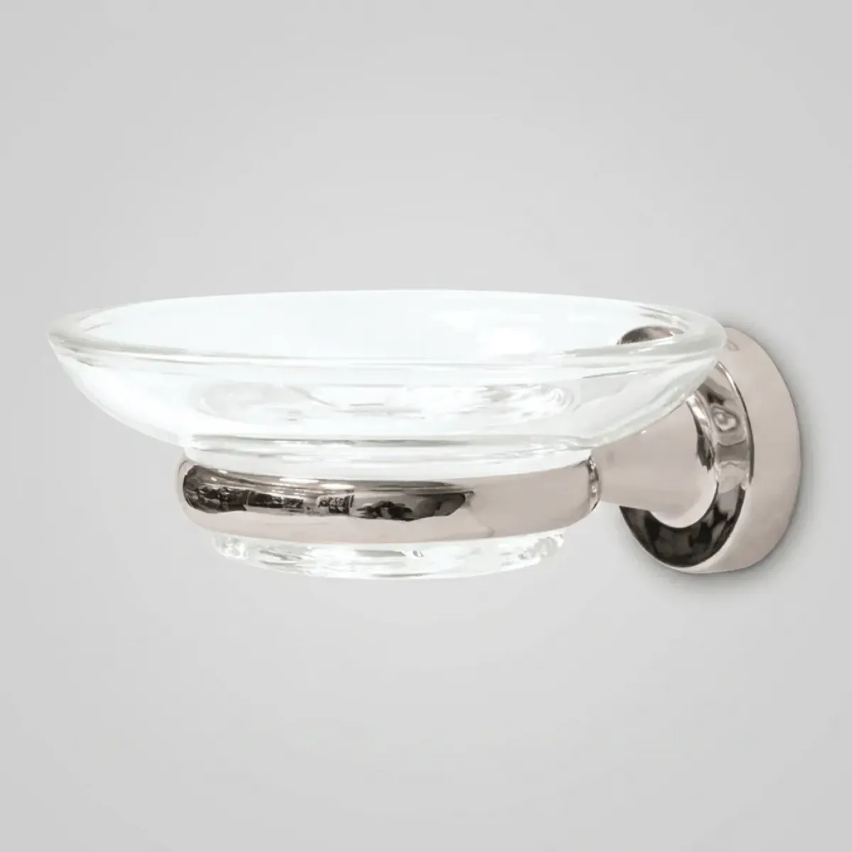 Luxury Chrome Finish Soap Dish with Glass Plate Front View by Luxury Group International