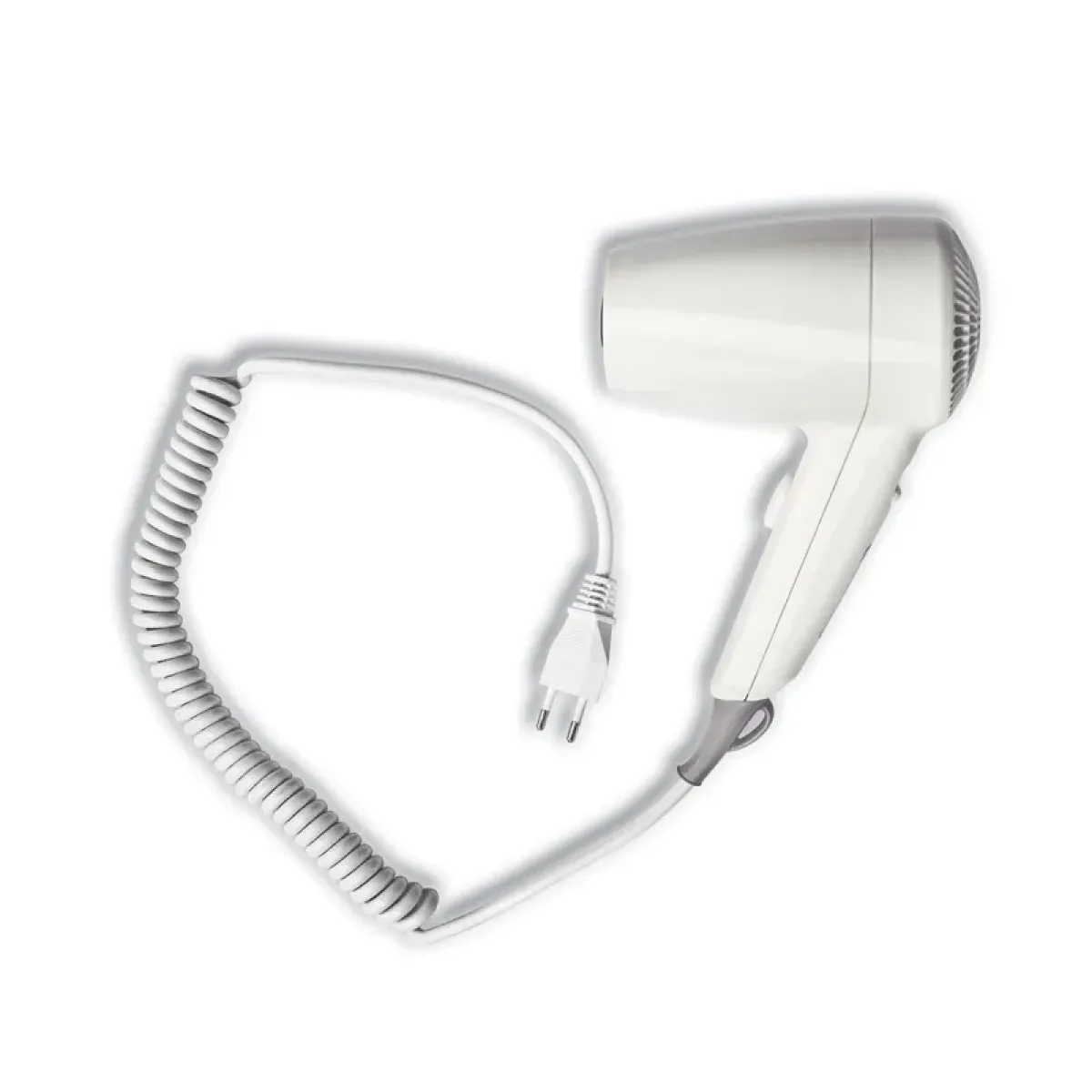 Luxury Compact Hotel Hair Dryer with Flexible Spiral Cable & Ergonomic Push Button Control Front View by Luxury Group International