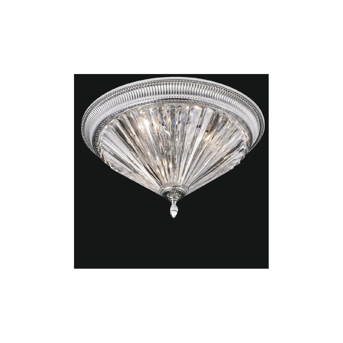 Lampada da Soffitto di Lusso in Cristallo con Design a Prisma Radiale e Cornice Decorativa a Montaggio a Filo Vista frontale di Luxury Group International