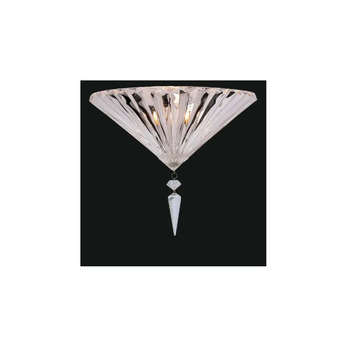 Luxury Crystal Wall Lamp with Fan-Shaped Prism Design & Decorative Crystal Pendant Front View by Luxury Group International