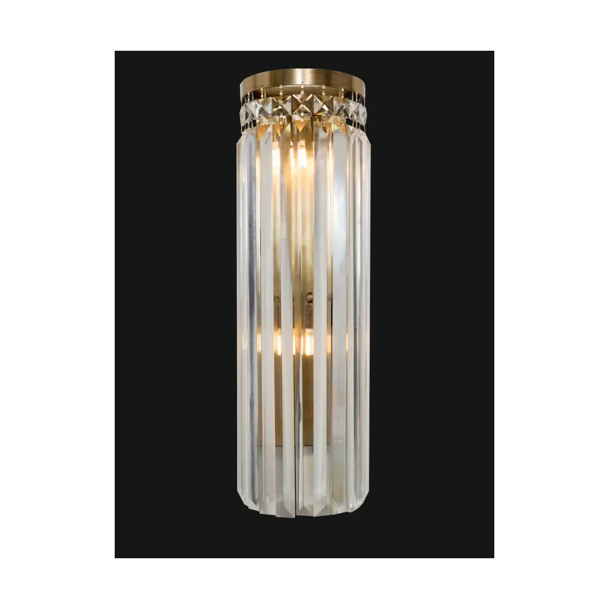 Luxury Crystal Wall Sconce in Antique Brass Finish Designer Cylindrical Crystal Wall Lamp by Luxury Group International