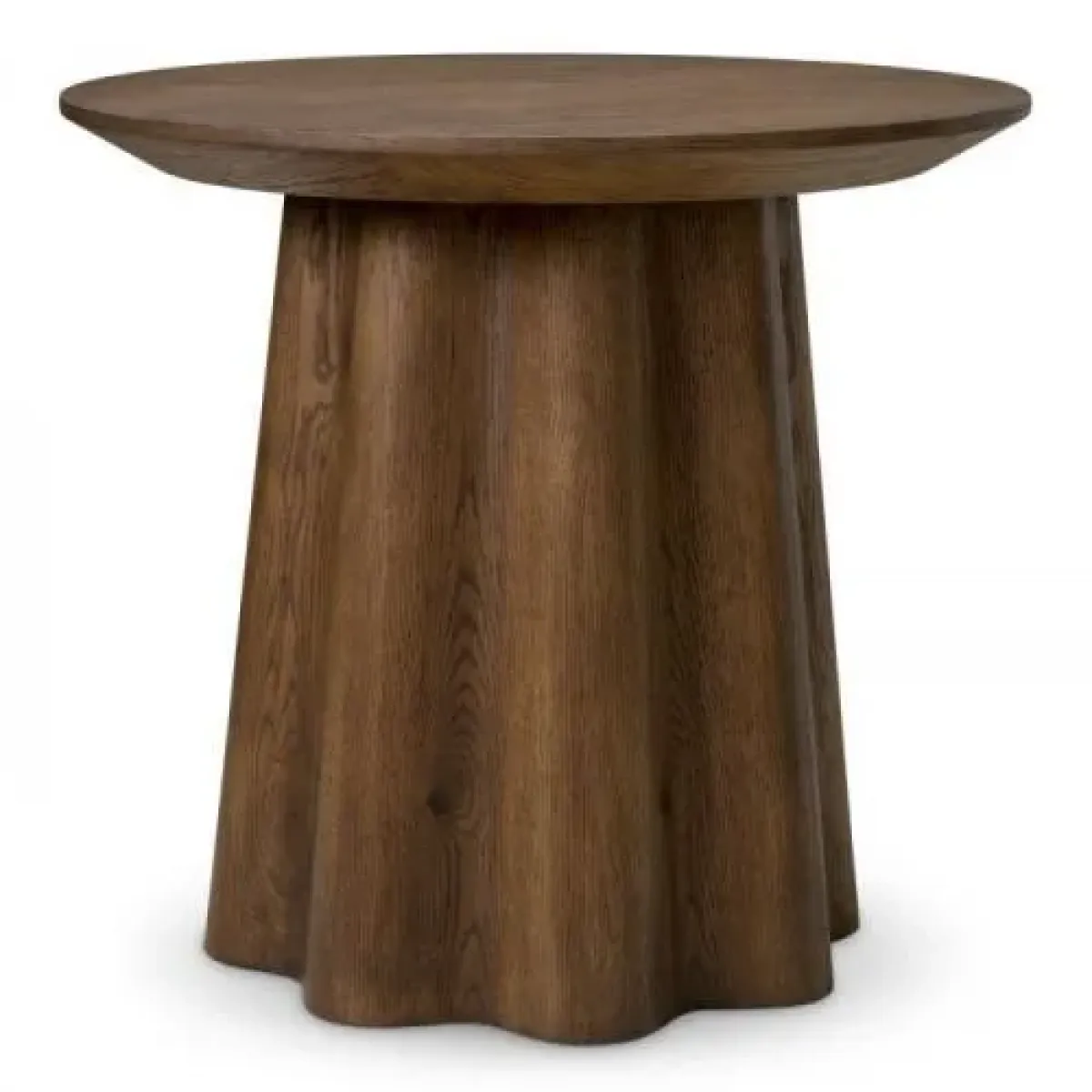 Luxury Dark Brown Oak Veneer Side Table Front View by Luxury Group International