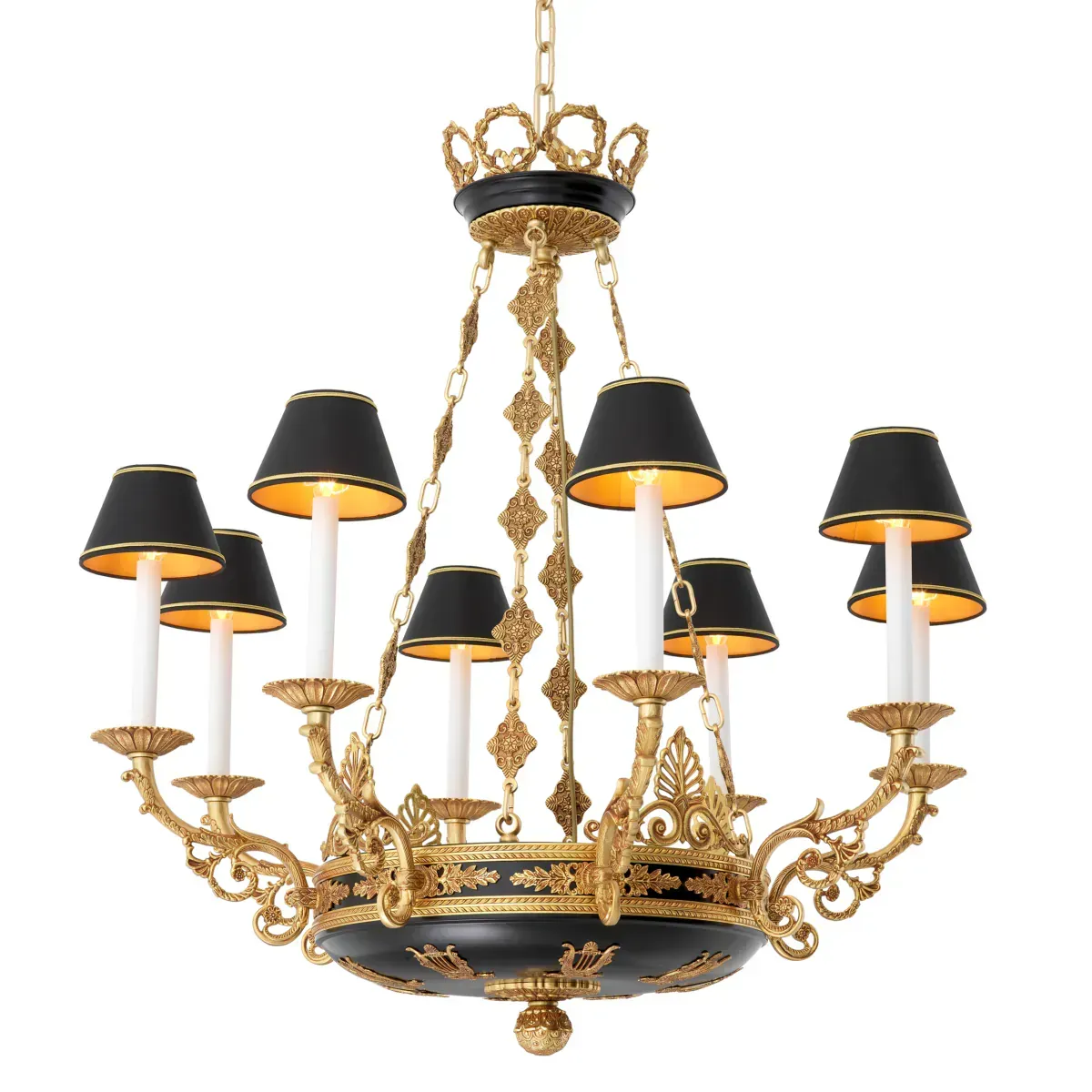 Lampadario di Lusso Stile Impero Nero e Oro – Elegante Lampada a Sospensione Barocca da Soffitto di Luxury Group International