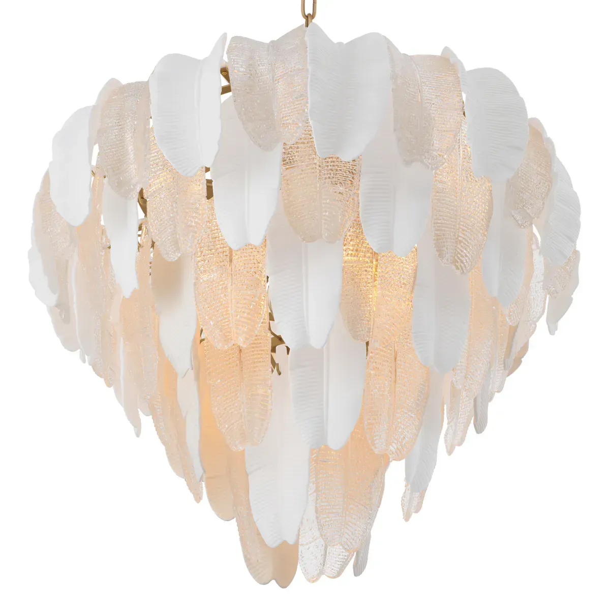 Luxury Frosted Glass Feather Chandelier – Elegant Pendant Ceiling Lamp by Luxury Group International
