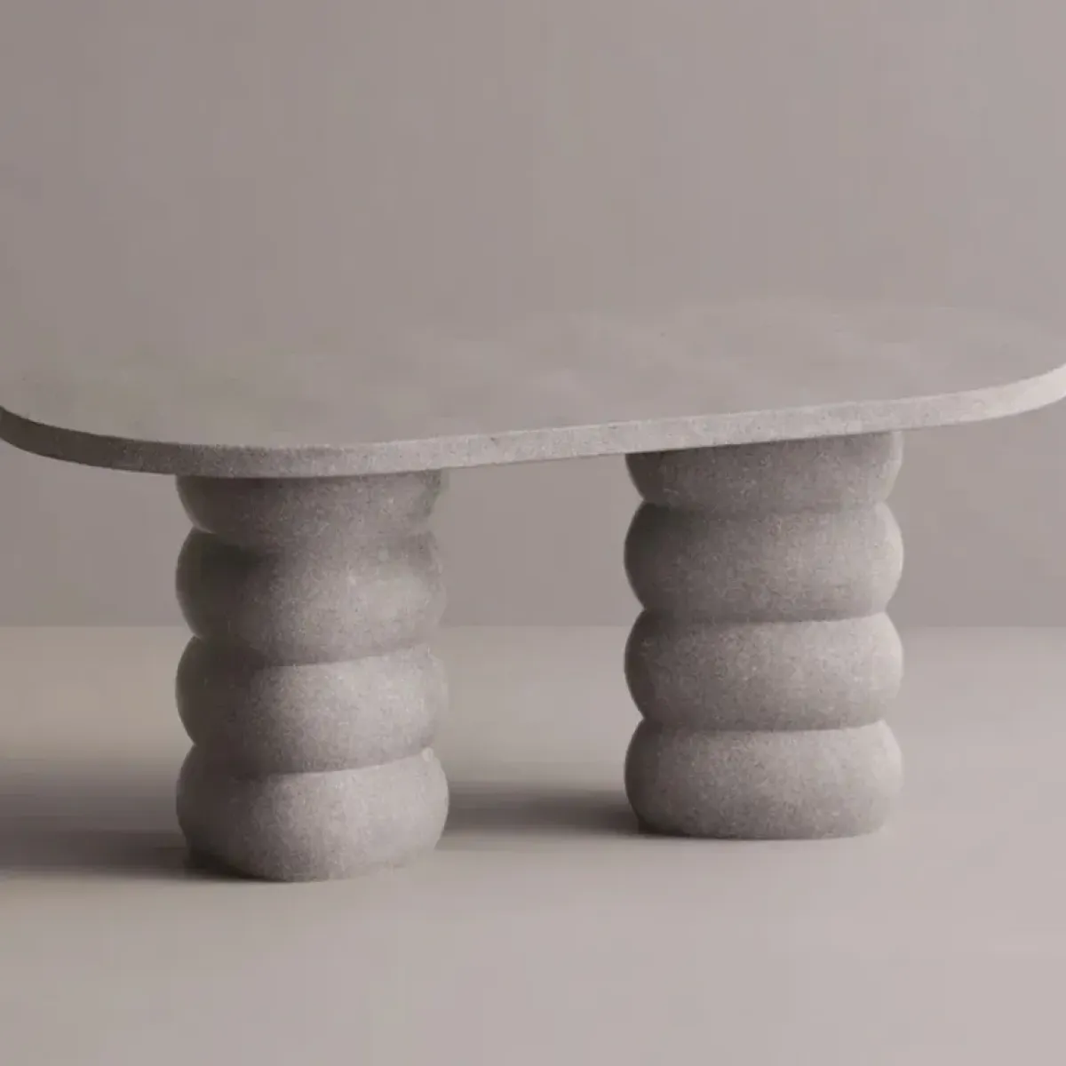 Luxury Grey Oval Concrete Dining Table with Sculptural Pedestal Base by Luxury Group International