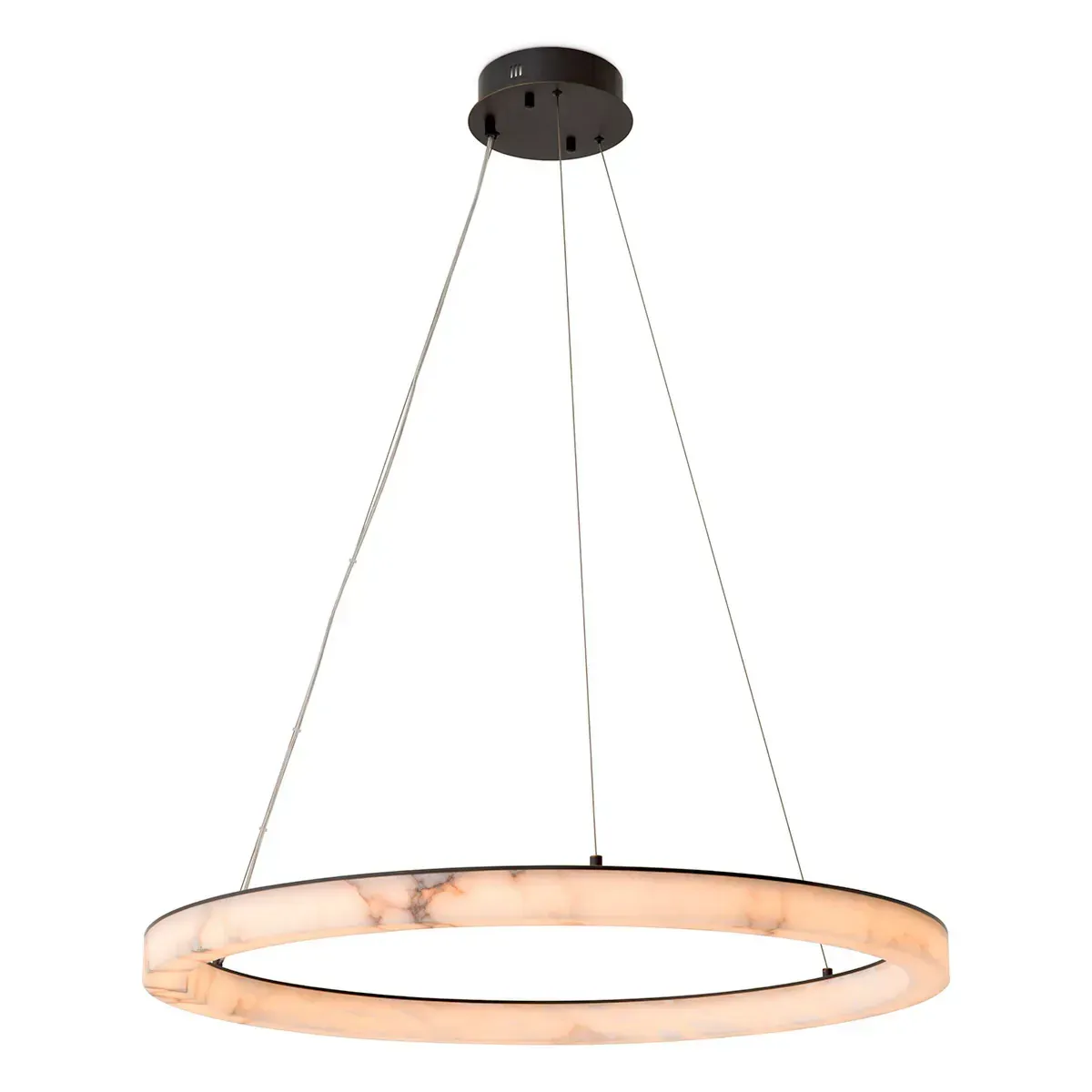 Lampadario Anello Moderno di Lusso in Bianco con Venature in Marmo di Alabastro di Luxury Group International