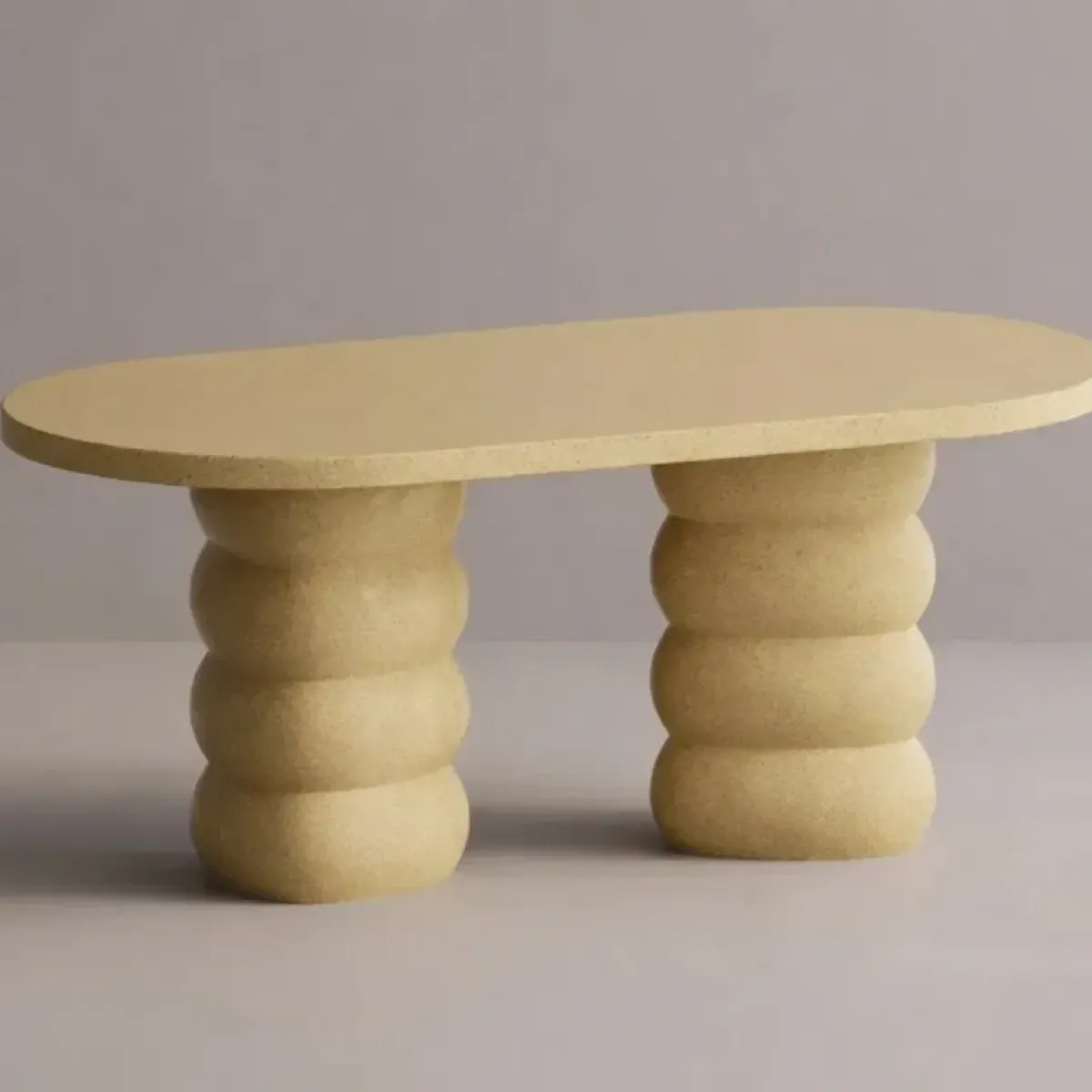 Luxury Oval Pedestal Dining Table in Sand Finish for Modern Elegant Interiors by Luxury Group International