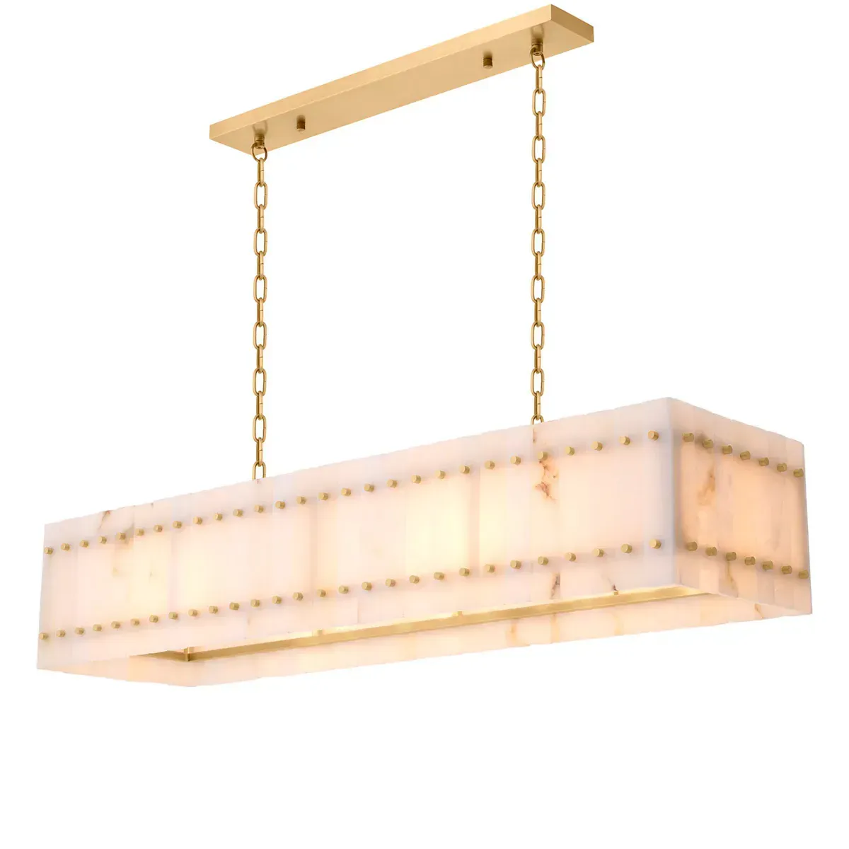 Lampadario a Sospensione Rettangolare in Marmo di Lusso – Luce Lineare Moderna in Ottone per Sala da Pranzo di Luxury Group International