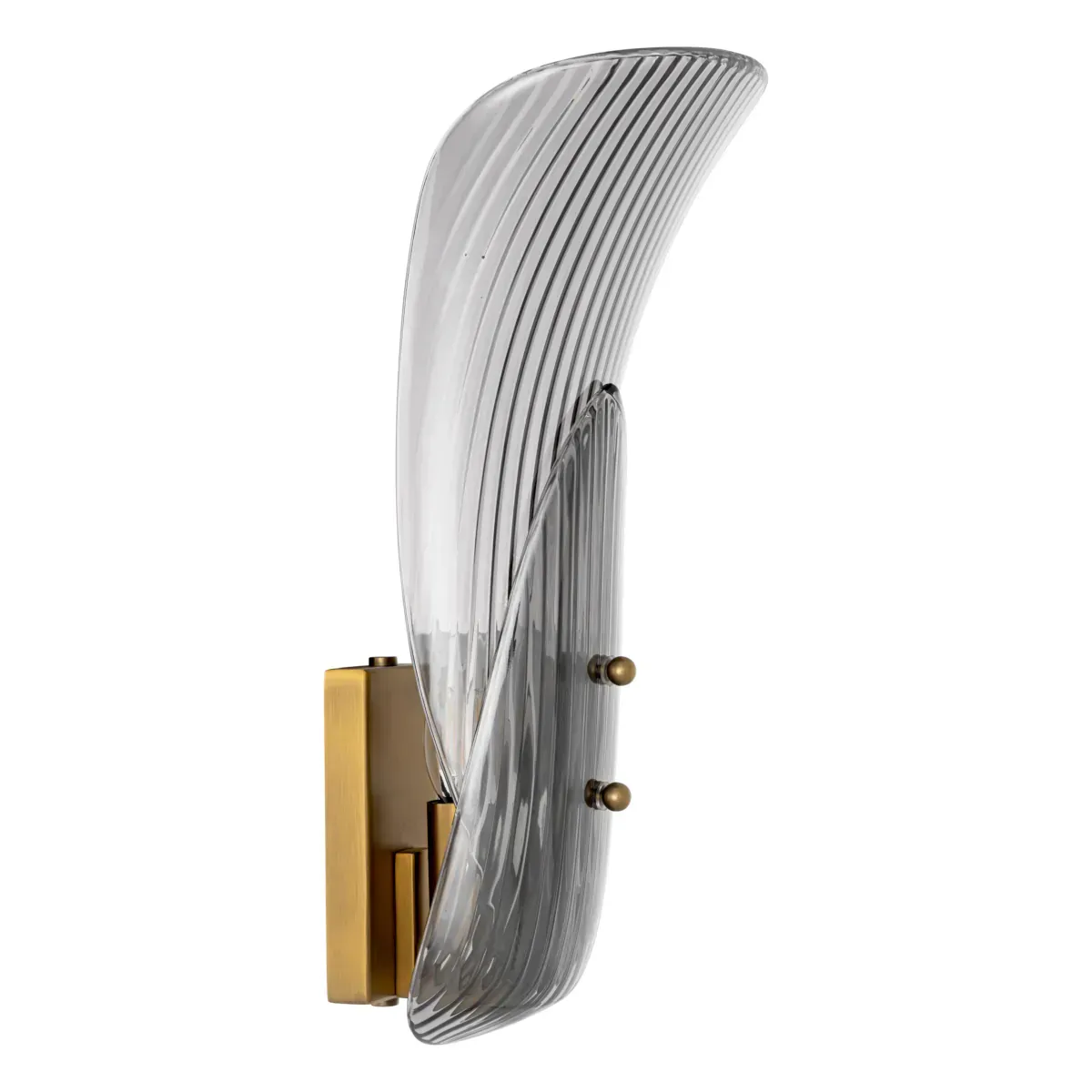 Luxury Ribbed Glass Wall Sconce with Gold Accent and Contemporary Design Side View by Luxury Group International