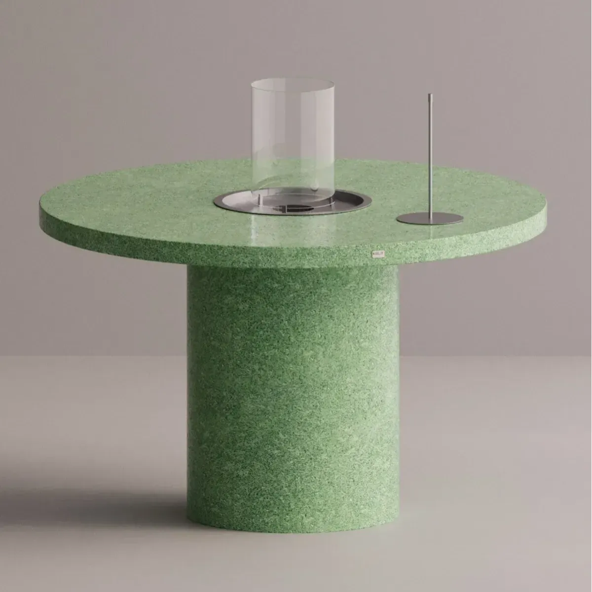 Luxury Round Bioethanol Fire Pit Dining Table in Natural Stone Finish by Luxury Group International