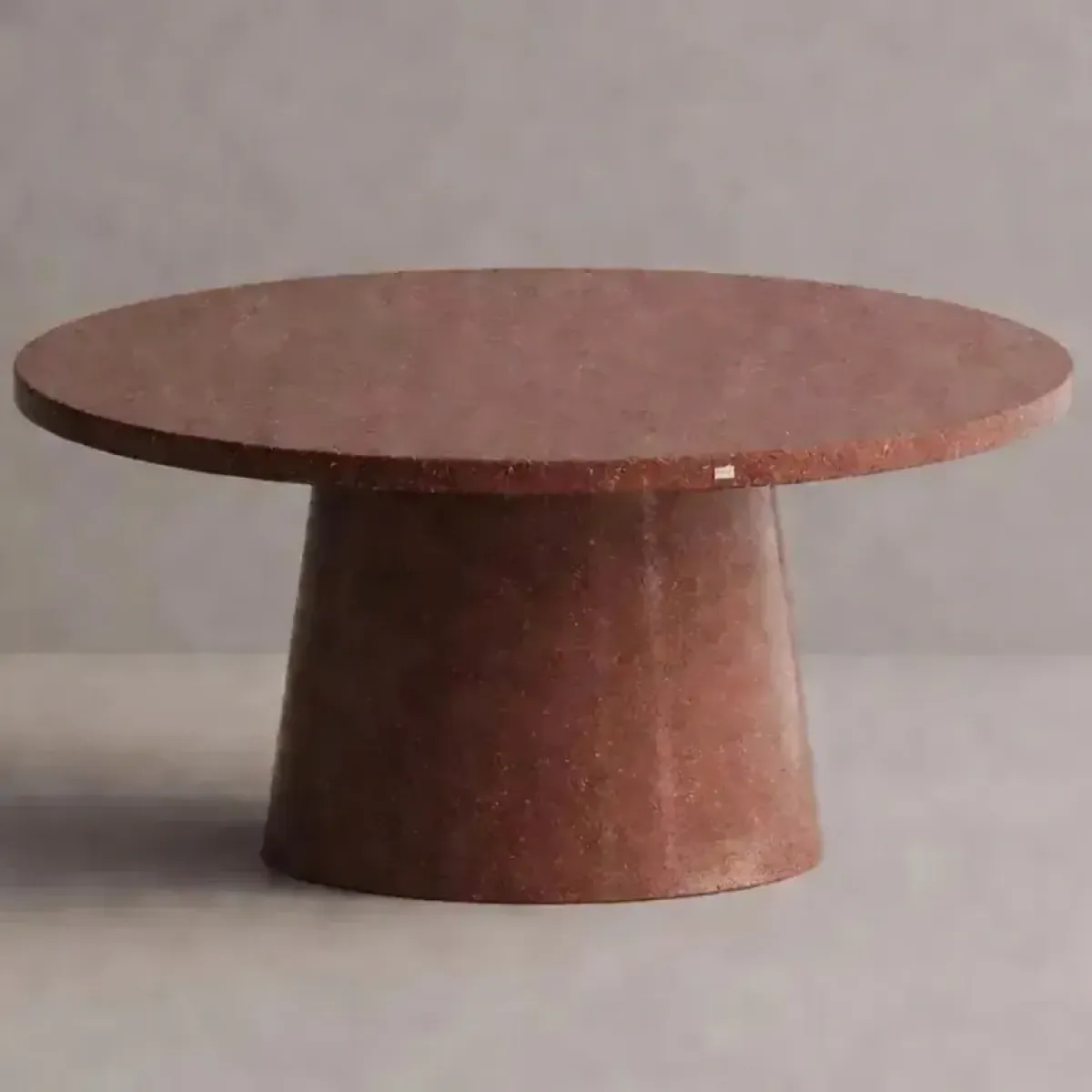 Luxury Round Pedestal Table in Maroon Terrazzo Matte Finish with Speckled Texture by Luxury Group International