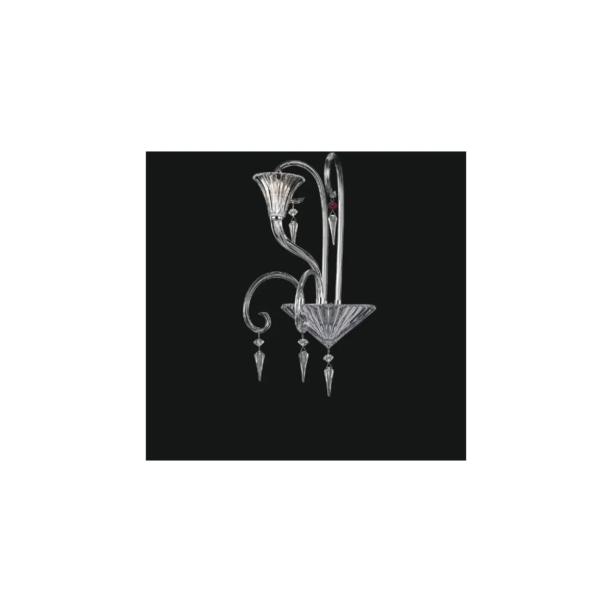 Luxury Sculptural Crystal Wall Lamp with Curved Glass Design & Decorative Pendants by Luxury Group International