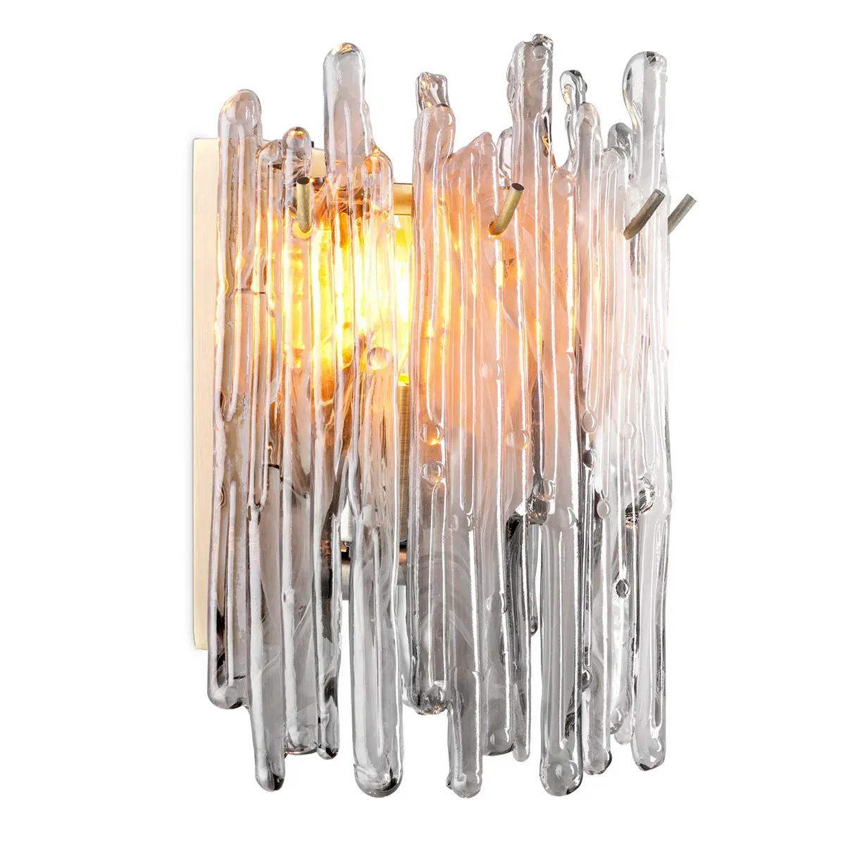 Luxury Wall Sconce in Clear Polished Metal with tube cluster glow by Luxury Group International