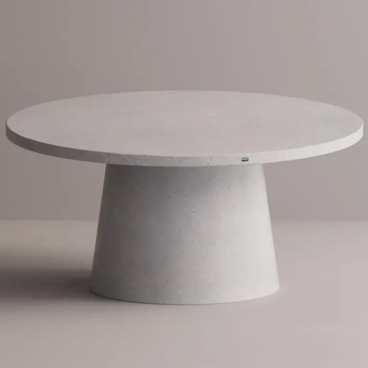 Luxury White Round Pedestal Stone Dining Table for Indoor & Outdoor Spaces by Luxury Group International