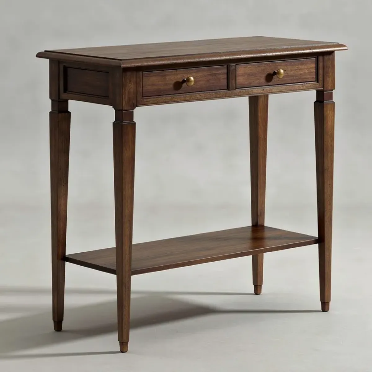 Luxury Wooden Console Table with Dual Drawer Storage & Lower Display Shelf Front View by Luxury Group International