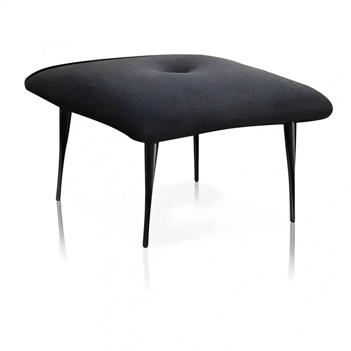 Luxury Sleek Modern Stool in Black Matte Fabric with Curved Boxy Seat Cushion Side View by Luxury Group International