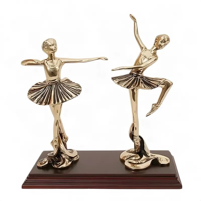 Luxury Twin Ballerina Bronze Sculpture on Stepped Wooden Base - Luxury Bronze Figure by Luxury Group International