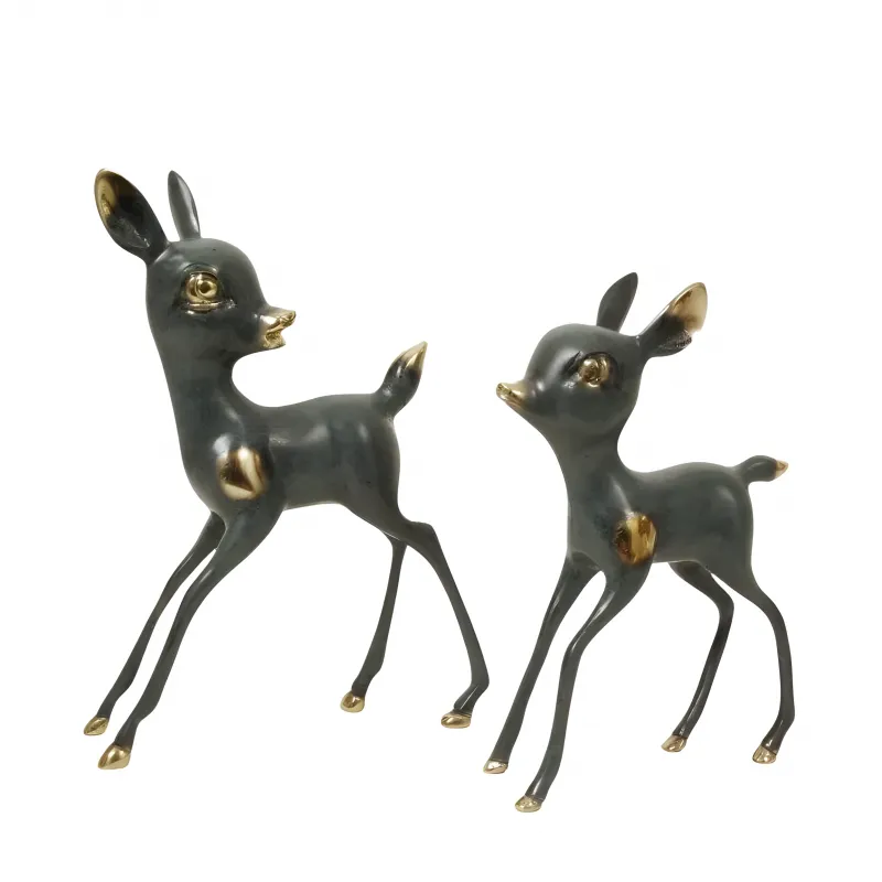 Luxus-Paar Rehkitz-Bronze-Skulpturen in Gold-, Antik- & Oxidiertem Finish von Luxury Group International