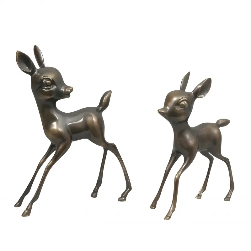 Luxus-Paar Rehkitz-Bronze-Skulpturen in Gold-, Antik- & Oxidiertem Finish von Luxury Group International