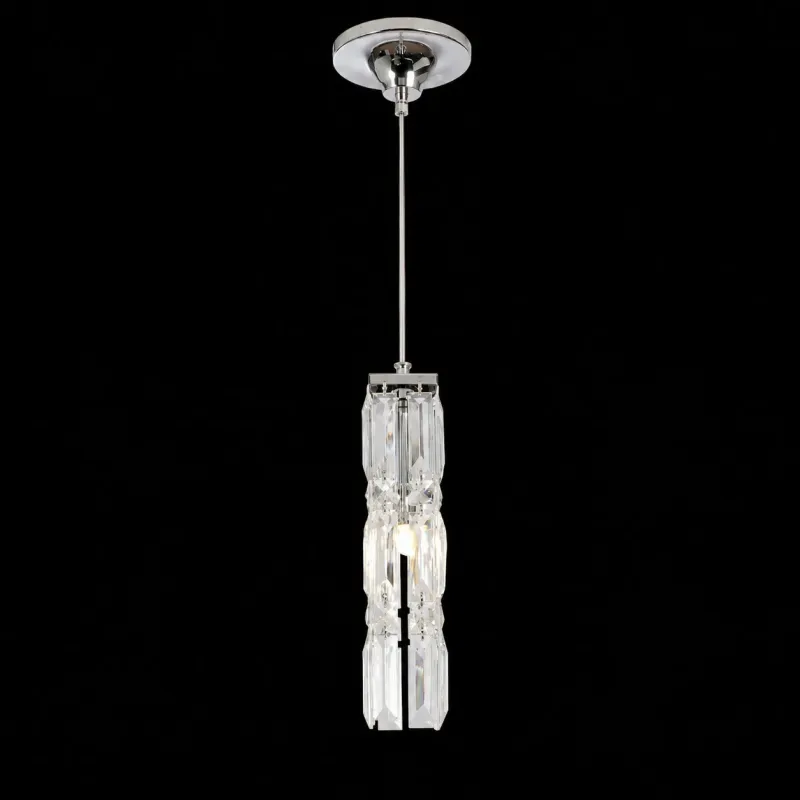 Luxury Crystal Pendant Light in Chrome Finish - Modern Faceted Crystal Lamp by Luxury Group International