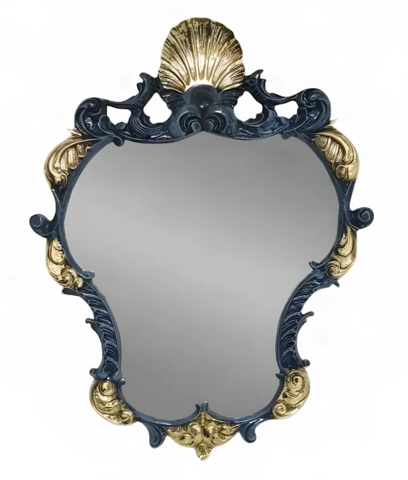 Baroque Luxury Bronze Cartouche Wall Mirror with Scallop Shell Crest - Baroque Mirrors Front View by Luxury Group International