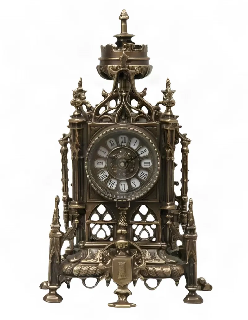 Baroque Royal Bronze Table Clock with Gothic Arch Frame & Ornate Crown Finial - Luxury Table Clock Baroque Royal Bronze Table Clock with Gothic Arch Frame & Ornate Crown Finial - Luxury Table Clock by Luxury Group International